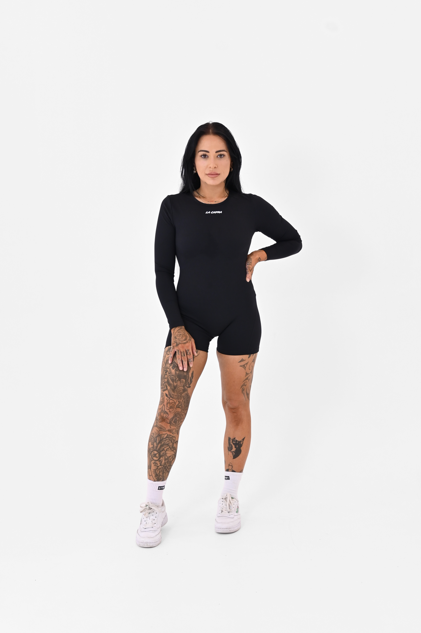 Black Long Sleeve Playsuit