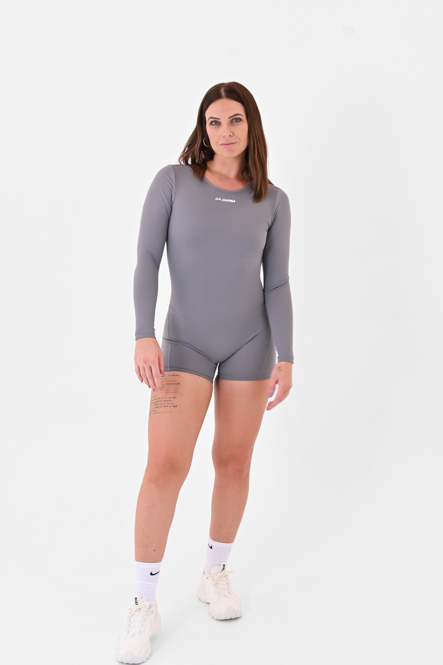 Grey Long Sleeve Playsuit